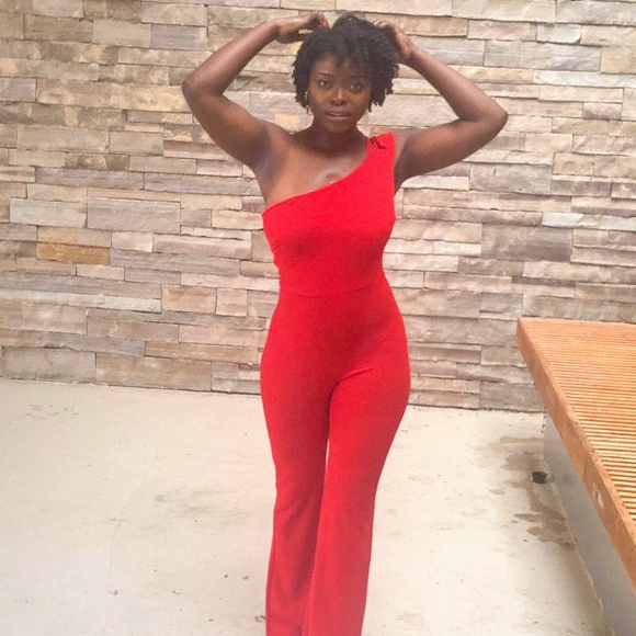 Other - Lipstick Red, off shoulder jumpsuit